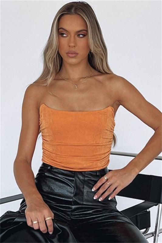 gloss knit pointed strapless bustier top - RK Collections Boutique