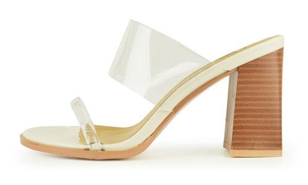 chunky stacked heel sandal with clear pvc upper - RK Collections Boutique