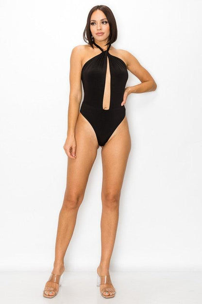 cut out front halter bodysuit - RK Collections Boutique