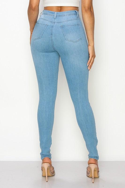 LO-202 High rise stretch ripped knee skinny jeans - RK Collections Boutique