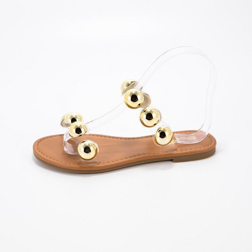 metal decor slide sandals - RK Collections Boutique