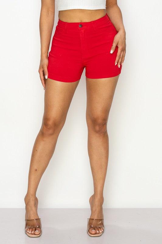 High waist stretch colored shorts - RK Collections Boutique