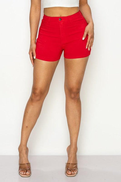 High waist stretch colored shorts - RK Collections Boutique