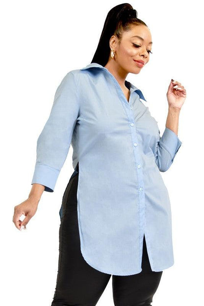 PLUS stretch poplin shirt dress - RK Collections Boutique