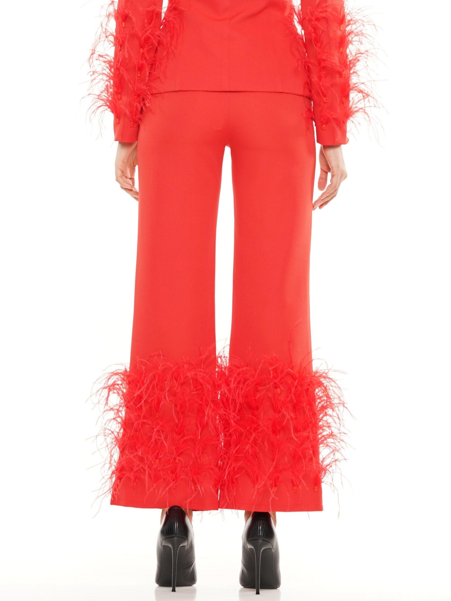 feather trim dress pant - RK Collections Boutique