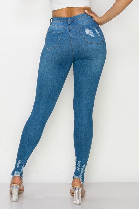 LO-196 High rise stretch distressed skinny jeans - RK Collections Boutique