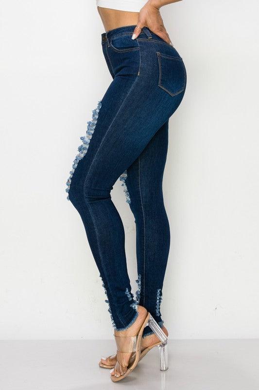 LO-197 High rise stretch distressed skinny jeans - RK Collections Boutique