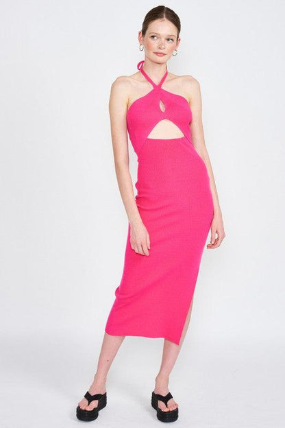 Cutout knit halter midi dress - RK Collections Boutique