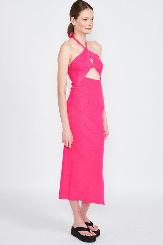 Cutout knit halter midi dress - RK Collections Boutique