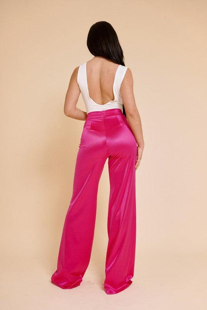 Desiree Satin Stretch High Waisted Pants - RK Collections Boutique