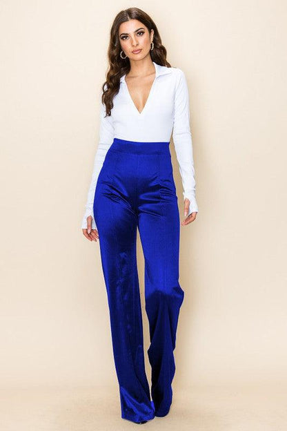 Desiree Satin Stretch High Waisted Pants - RK Collections Boutique