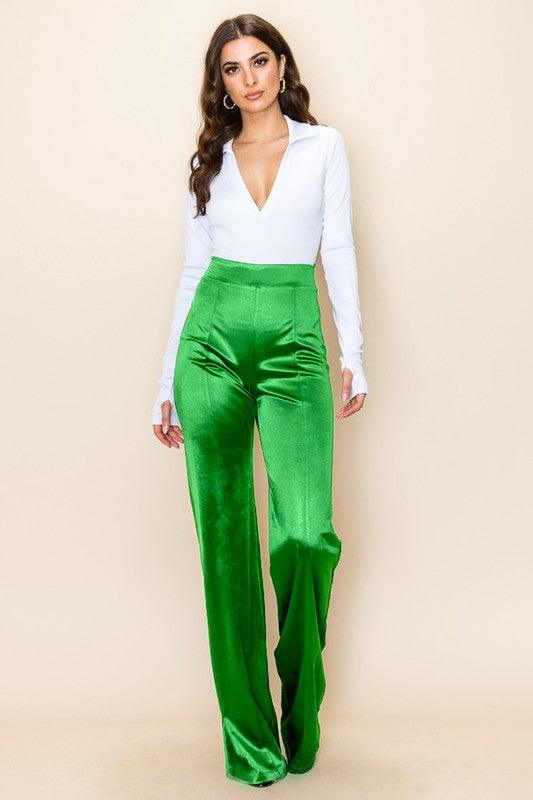 Desiree Satin Stretch High Waisted Pants - RK Collections Boutique