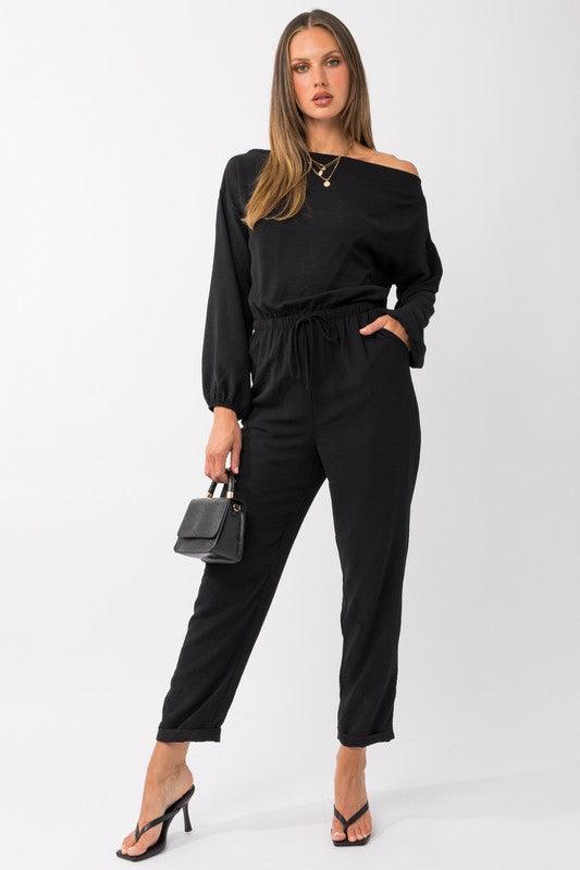 off the shoulder dolman jumpsuit - RK Collections Boutique