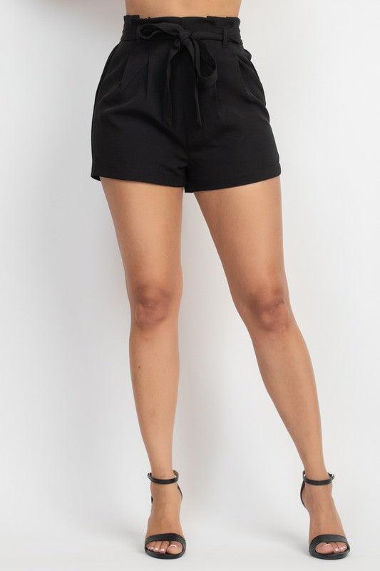 Elastic Waist Belted Paperbag Short - RK Collections Boutique