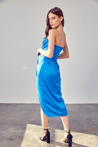 wrap strapless midi dress - RK Collections Boutique