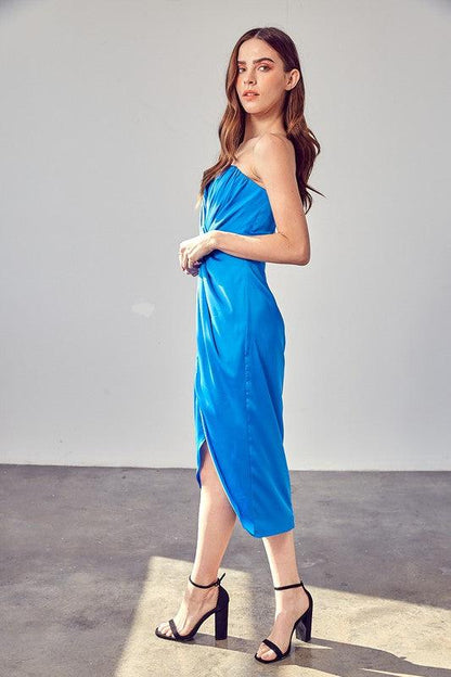 wrap strapless midi dress - RK Collections Boutique