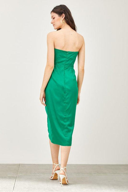 wrap strapless midi dress - RK Collections Boutique