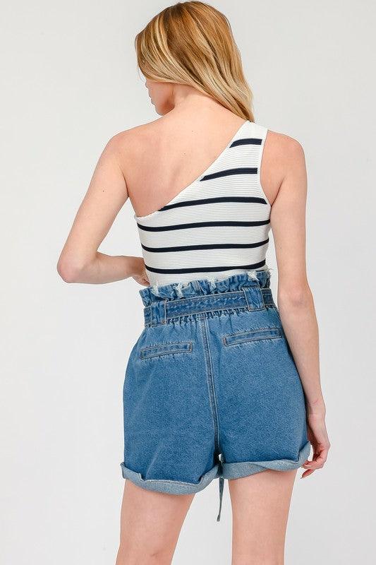 one shoulder striped crop top - RK Collections Boutique