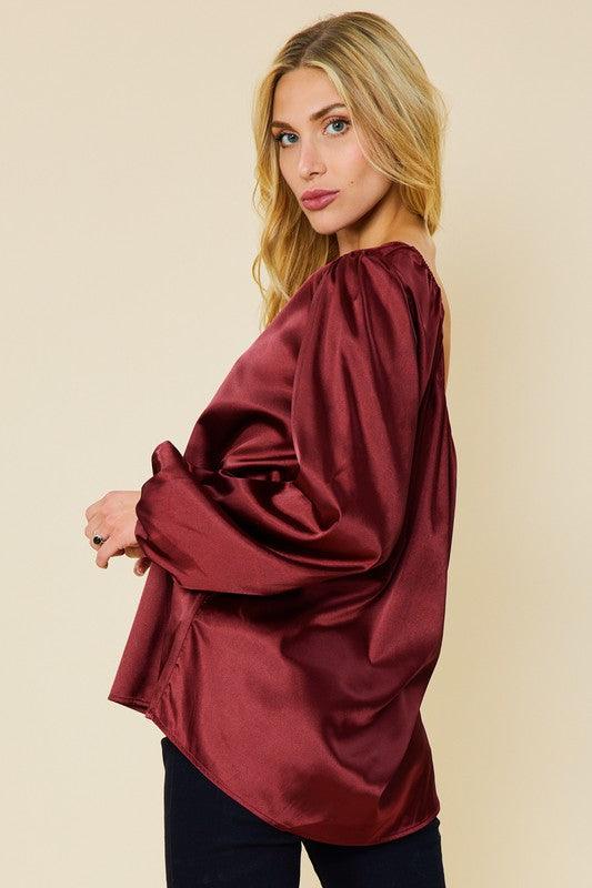 one sleeve satin top - RK Collections Boutique