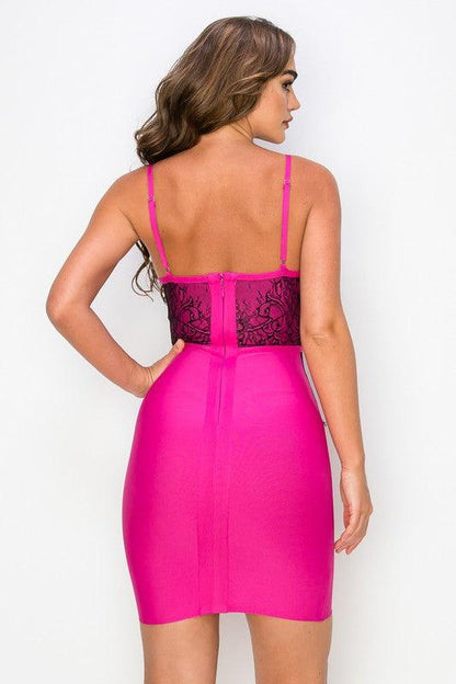 lace overlay bandage bustier dress - RK Collections Boutique