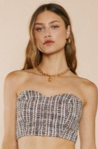 sweetheart neckline tweed tube top - RK Collections Boutique