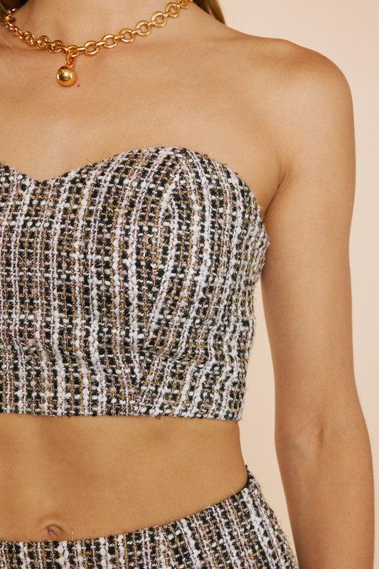 sweetheart neckline tweed tube top - RK Collections Boutique