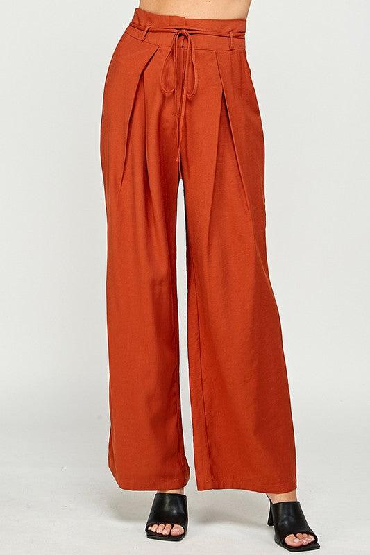 Wide Leg Pants with Tucked Pleats - RK Collections Boutique