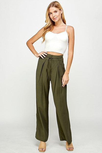 Wide Leg Pants with Tucked Pleats - RK Collections Boutique