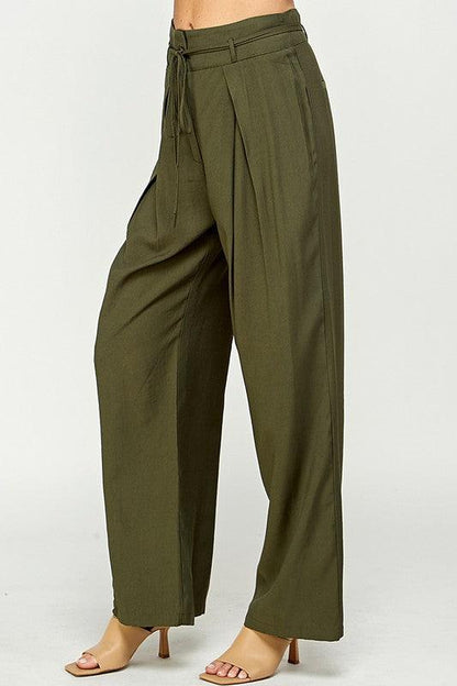 Wide Leg Pants with Tucked Pleats - RK Collections Boutique