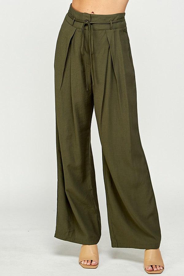 Wide Leg Pants with Tucked Pleats - RK Collections Boutique