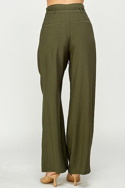 Wide Leg Pants with Tucked Pleats - RK Collections Boutique