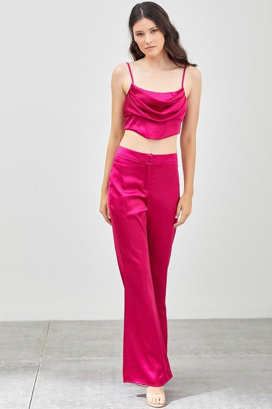 draped satin crop tank - RK Collections Boutique