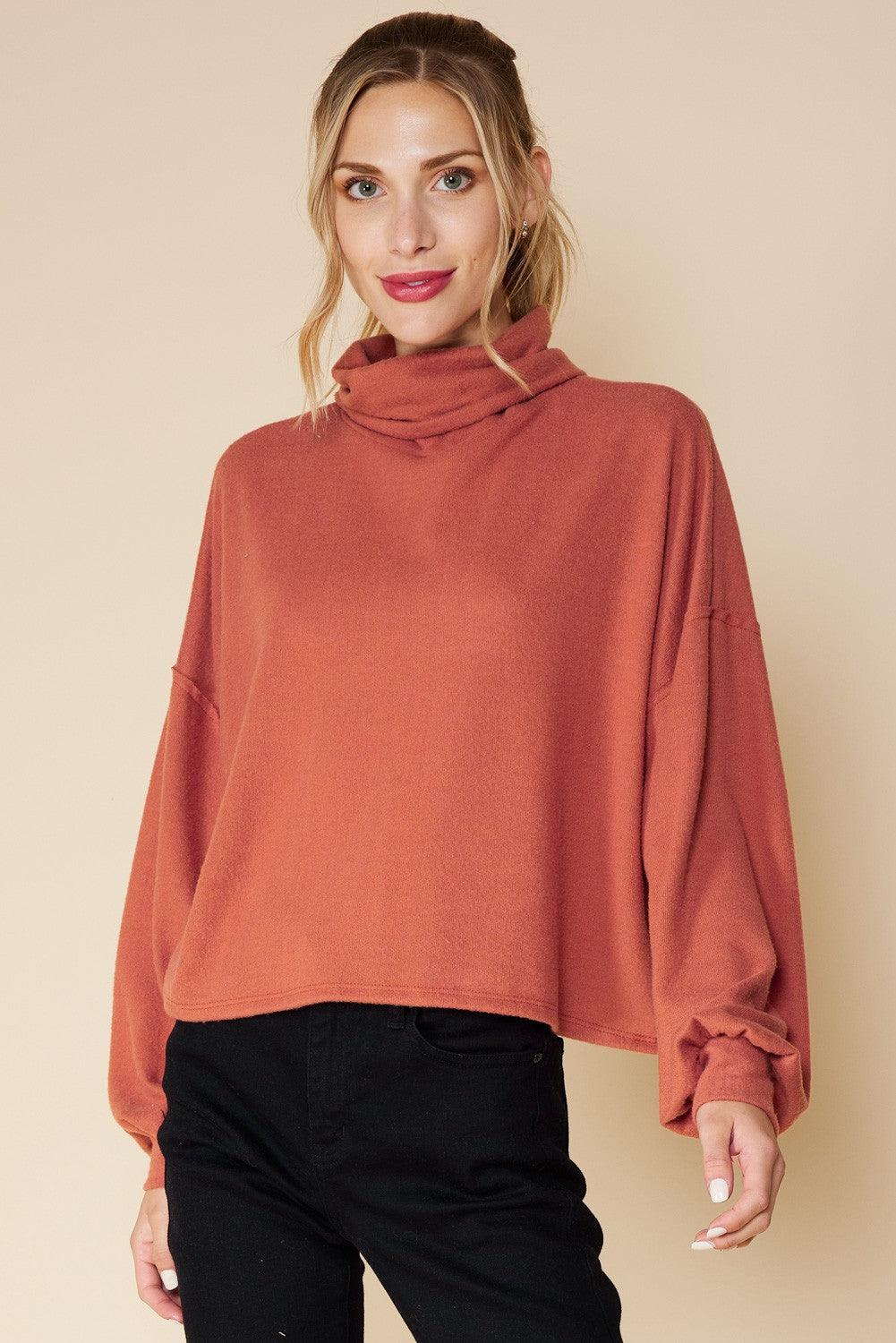 brushed turtle neck dolman sweater - RK Collections Boutique