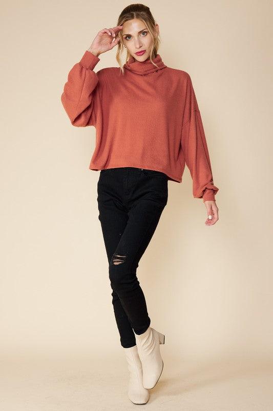 brushed turtle neck dolman sweater - RK Collections Boutique