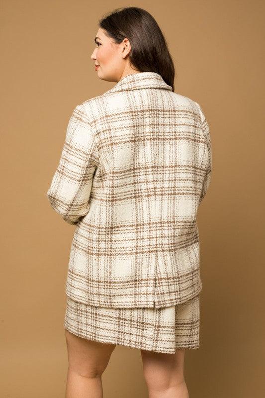 PLUS woven plaid blazer - RK Collections Boutique