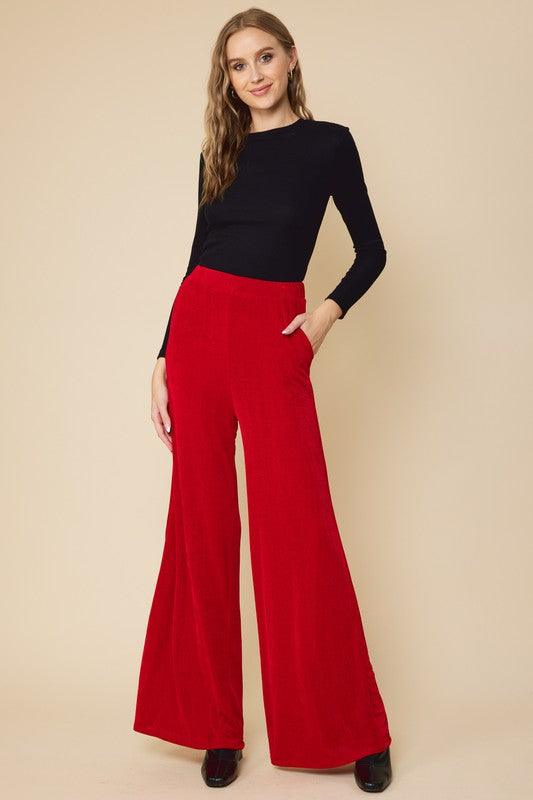 elastic wide leg pant w/pockets - RK Collections Boutique