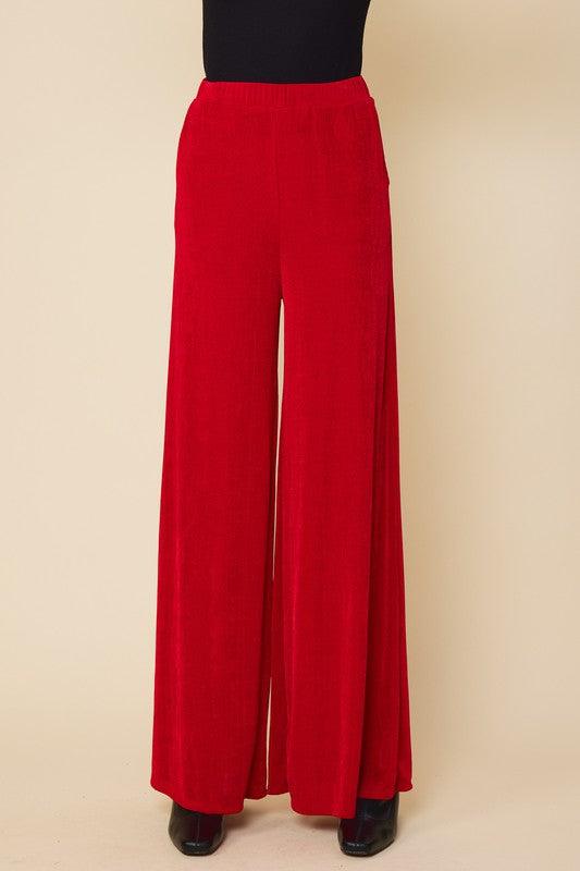 elastic wide leg pant w/pockets - RK Collections Boutique