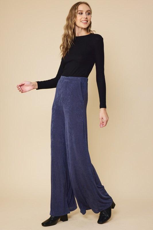 elastic wide leg pant w/pockets - RK Collections Boutique