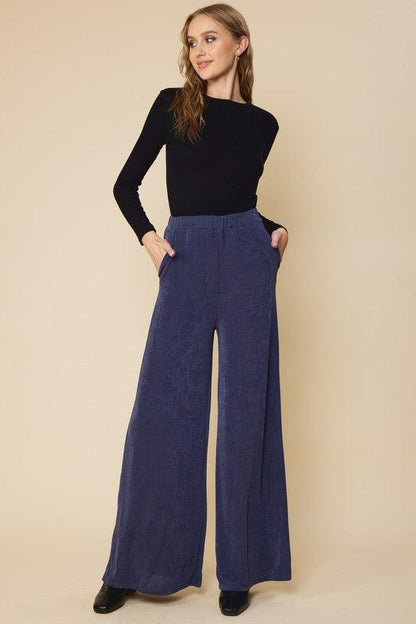 elastic wide leg pant w/pockets - RK Collections Boutique