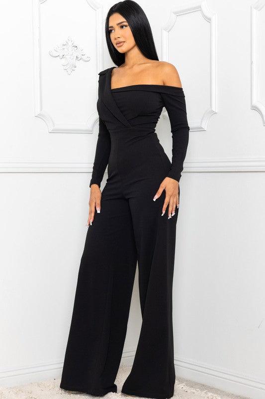 off one shoulder jumpsuit - RK Collections Boutique