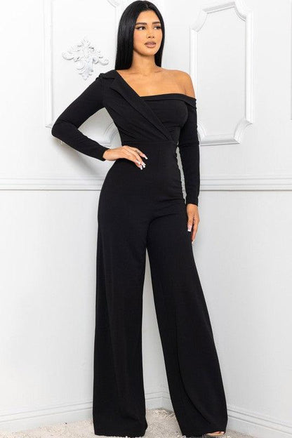 off one shoulder jumpsuit - RK Collections Boutique