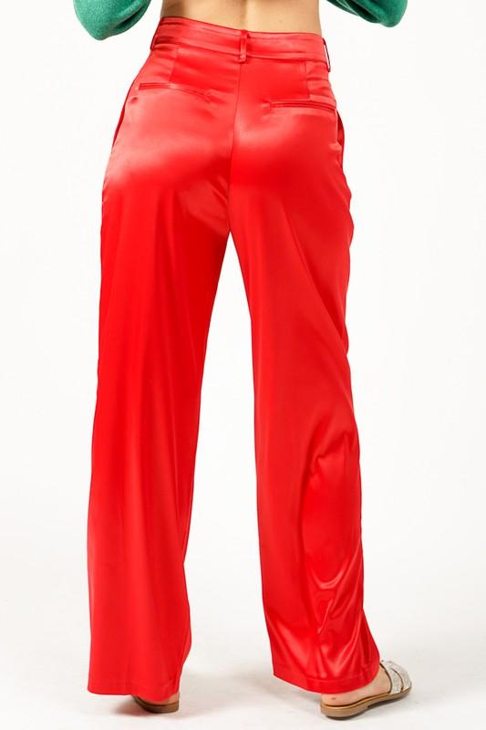 PLUS satin high waist wide leg pants - RK Collections Boutique