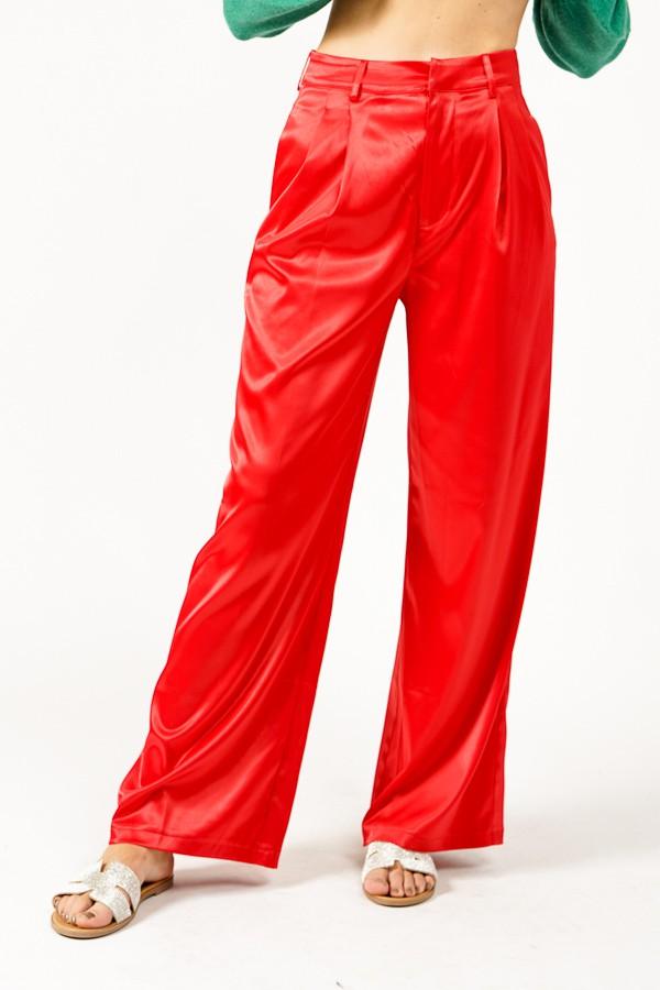 PLUS satin high waist wide leg pants - RK Collections Boutique