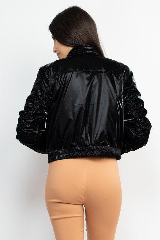 Shiny Slick Windbreaker Bomber Jacket - RK Collections Boutique