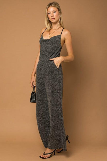 lurex cowl neck jumpsuit - RK Collections Boutique