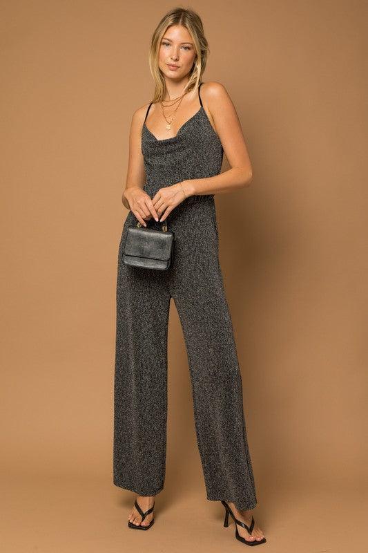 lurex cowl neck jumpsuit - RK Collections Boutique