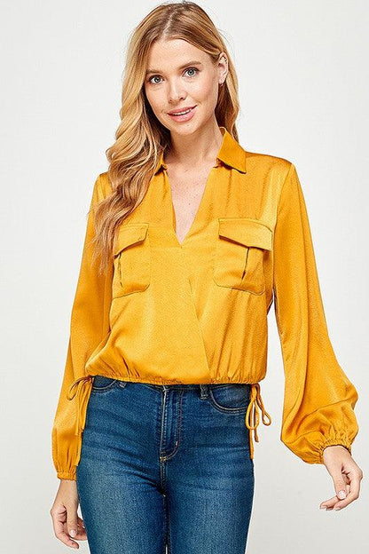 long sleeve surplice wrap top - RK Collections Boutique