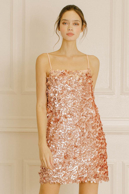 sleeveless sequin overlay mini dress - RK Collections Boutique