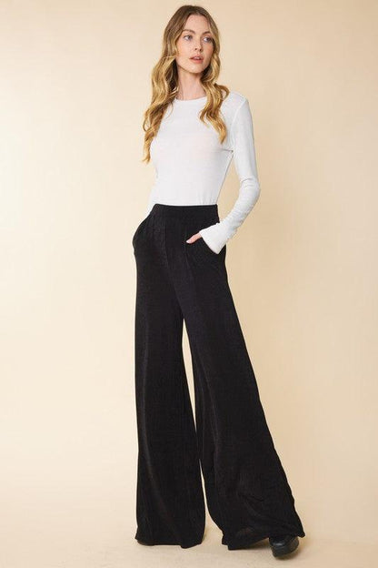 elastic wide leg pant w/pockets - RK Collections Boutique