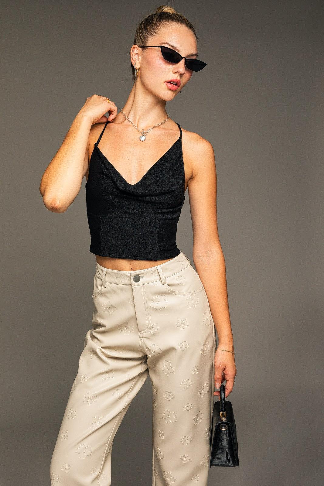 asymmetric cowl neck crop top - RK Collections Boutique